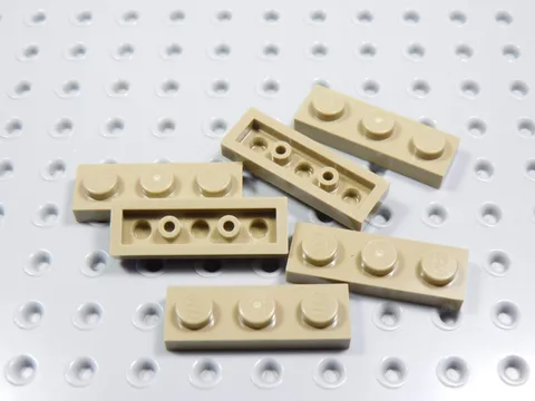 LEGO Lot of 6 Dark Tan 1x3 Plates BN
