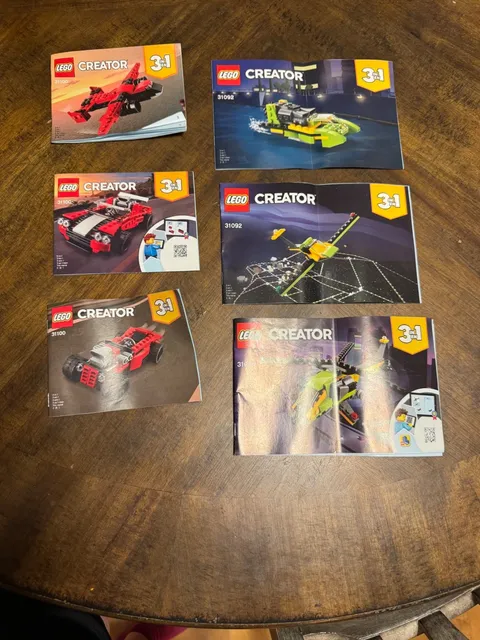 Lot of 6 Lego Instruction Manuals: 3 in 1 Lego Creators