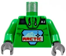 Lego Green Minifigure TORSO Logo Large Arctic 'A2' Pattern Black Hand Piece D417
