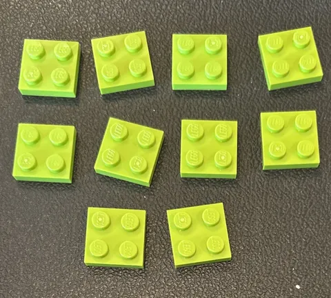 LEGO Parts 3022 Lot 10 Basic Flat Plate 2x2 Lime Green