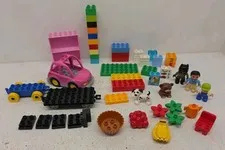 LEGO Duplo Vintage Parts & Figures Lot Dog Car Plate 48 Pieces Plus Extras