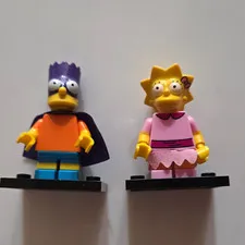 LEGO The Simpsons Bart Simpson & Lisa Simpson Minifigures Lot of 2 w/ Cape