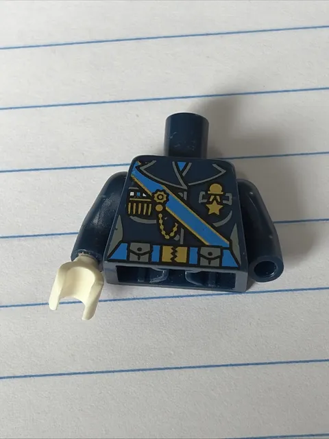 LEGO - Minifig, Torso Military Uniform Blue Sash & Belt w/ Gold Chain and Medals