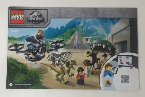 Lego 75934 Dilophosaurus on the Loose Instruction Manual Book Only - No Bricks