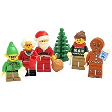 LEGO Christmas Minifigure Lot Santa Mrs Claus Gingerbread Elf Ugly Sweater Tree