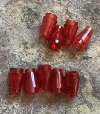 LEGO ® 64288 Cone 1 x 1 with Top Groove TRANSLUCENT Red. 9 Pieces