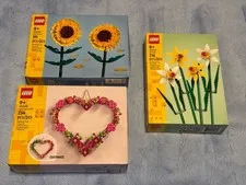 Lot of 3 NEW Lego Sets 40524 Sunflowers 40638 Heart Ornament 40747 Daffodils