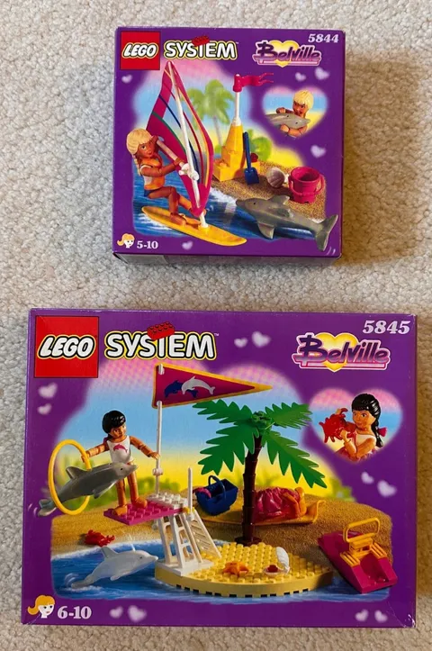 Vintage Lego Belville sets 5844 Dolphin Windsurfer & 5845 - Dolphin Show