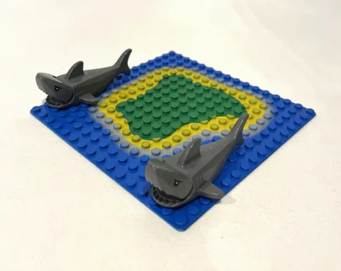 SET OF 2 ORIGINAL LEGO GRAY SHARK FIGURE FROM DEEP-SEA EXPLORER SUBMARINE 60379