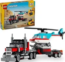 LEGO Creator 3 in 1 Flatbed Truck with Helicopter Toy, Transforms Multicolor