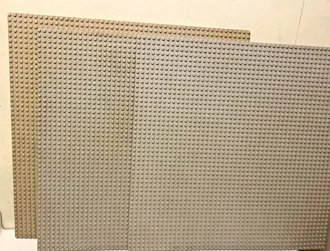 Lot of 3 Large Damaged LEGO Plates Flat Base Used Grey Yellowed 48X48