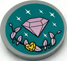 Lego New Light Bluish Gray Tile Round 3 x 3 Dark Pink Diamond Vine Sparkles Part