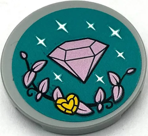 Lego New Light Bluish Gray Tile Round 3 x 3 Dark Pink Diamond Vine Sparkles Part