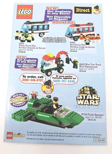 Vintage LEGO Direct Catalog Insert Star Wars Slave I A-Wing X-Wing 2000