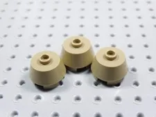 LEGO Lot of 3 Dark Tan Round 2x2 Domes Bricks w/ Stud on Top BN