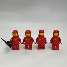 Vintage Lego Red Minifigs Figures Replacement Parts Pieces Lot of 4