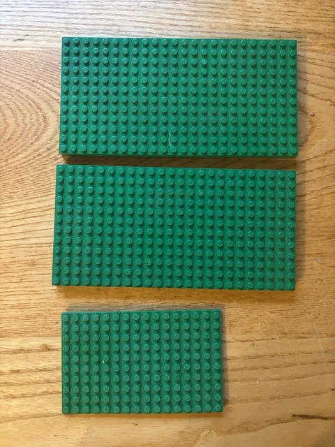 2x Lego Black Thick Brick Plate 12 x 24 - City Town (30072) Lot - Green
