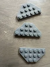 LEGO 2419 Dark Bluish Gray Wedge, Plate 3 x 6 Cut Corners 3 Pieces