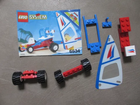Vintage Lego 6534 Beach Bandit Parts Buggy Spring Axle, Windsurfing Sail