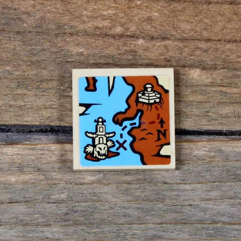 LEGO Ninjago Tan Tile 2 x 2 Map, Blue Water, Dark Orange Land 3068pb1440