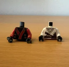 LEGO Minifigure Torso Parts Lot 2 Printed w/ Arms & Hands Red Black White