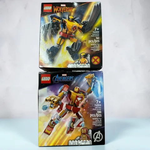 LEGO Marvel Mech Armor Lot/2 76202 Wolverine + 76203 Iron Man-Retired-box Wear