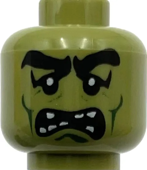 Lego New Olive Green Minifigure Head Alien Monster w/ Black Thick Eyebrows Part