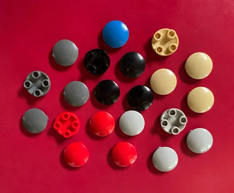 LEGO ROUND PLATE 2x2 MULTICOLOR Rounded Bottom Boat Stud Red (21 pieces) #2654