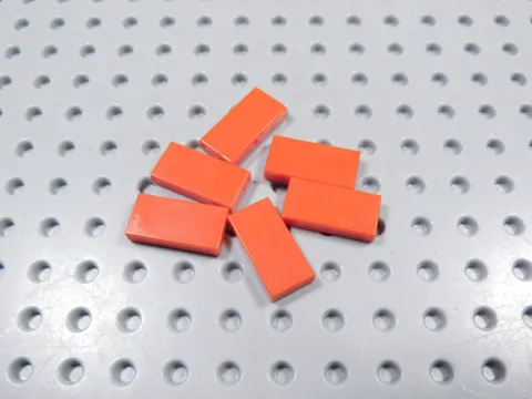 LEGO Lot of 6 Red 1x2 Smooth Tiles Plates BD