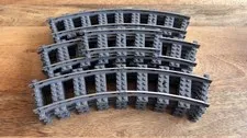 LEGO 2867 Vintage Train Tracks 9V Curved Metal Dark Stone Gray Lot Of 25