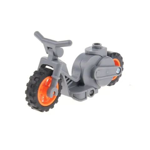 1x LEGO Stuntz Motorcycle Flywheel Dark Gray Wheels Orange Handlebar 30031