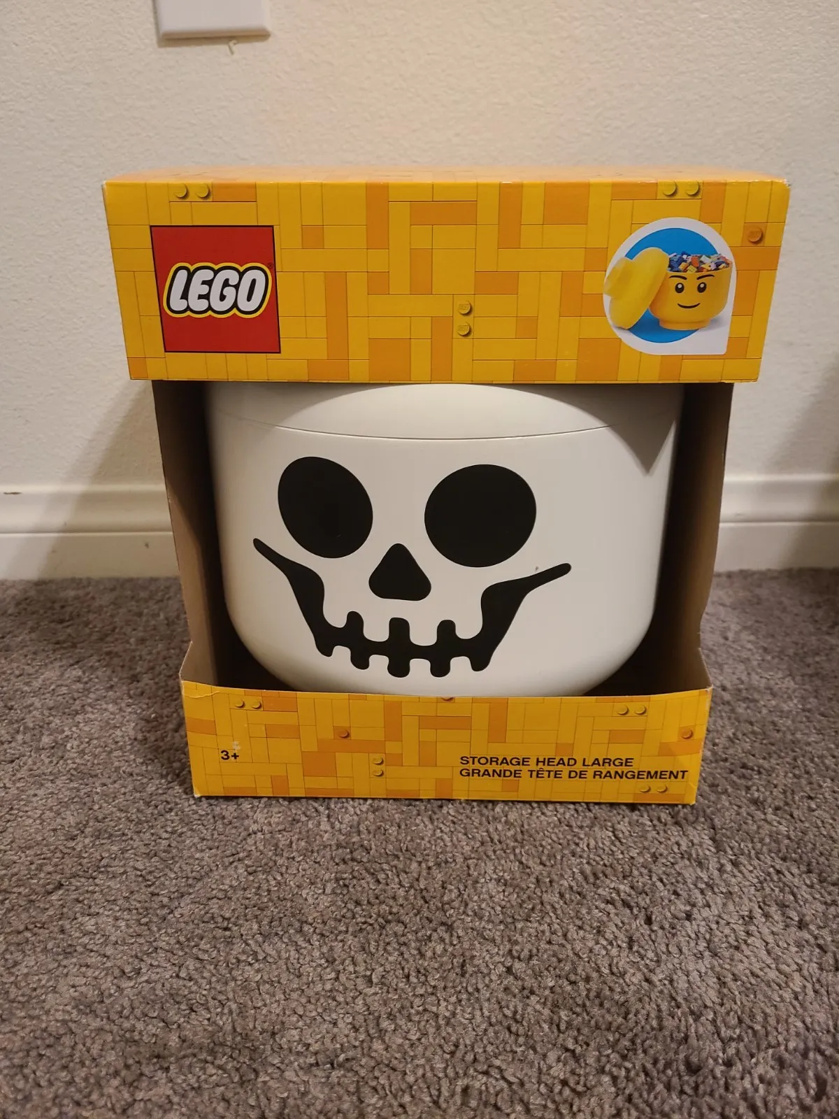 LEGO Storage Head Large White Skeleton Design Stackable for LEGO Bricks