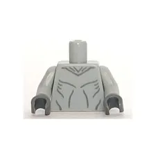 LEGO -  Minifig, Torso Alien with Muscles Outline Pattern - Light Bluish Gray