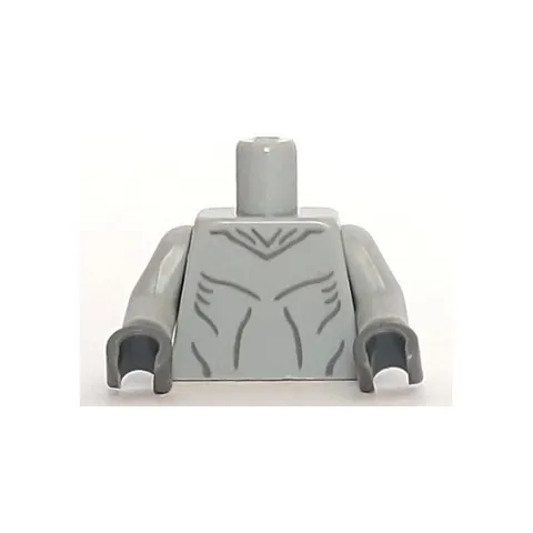 LEGO -  Minifig, Torso Alien with Muscles Outline Pattern - Light Bluish Gray
