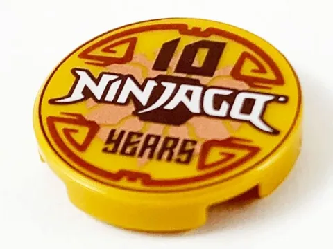 LEGO® Part 14769pb366 - Tile, Round 2 x 2 with Bottom Stud '10 NINJAGO YEARS'