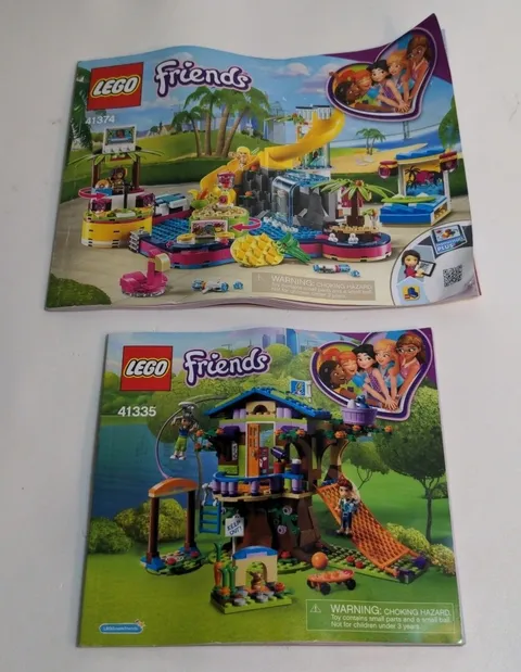 Lego Friends 41374 & 41335 Instruction Booklets Pool Party & Tree House