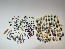 Huge LEGO Minifigures Bulk Lot 60+ Vintage 90s City Space Pirate Castle Weapons