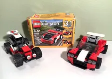 3 Car Lego Lot Buggy 60145 Creator 3 in 1 Red Racer 31055 Sports Car 31100
