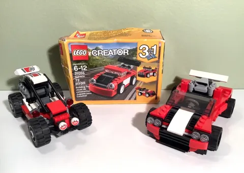 3 Car Lego Lot Buggy 60145 Creator 3 in 1 Red Racer 31055 Sports Car 31100