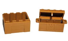 Lot Of 2 Medium Nougat Lego Treasure Chest and Container With Handles
