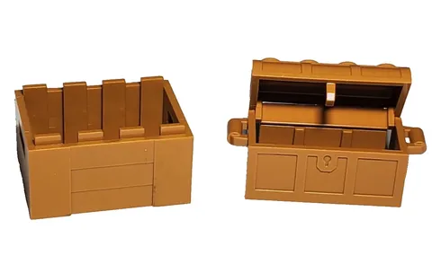 Lot Of 2 Medium Nougat Lego Treasure Chest and Container With Handles