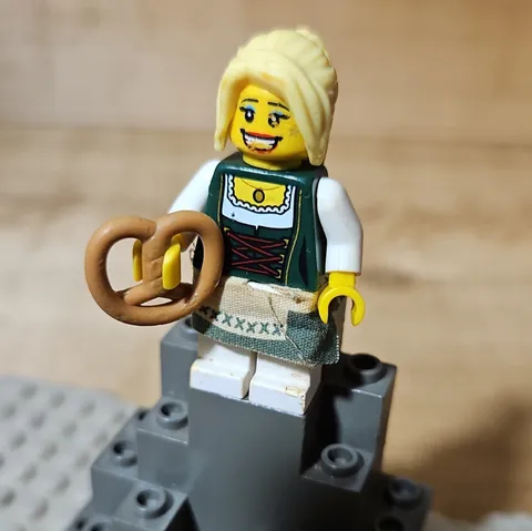 LEGO Plastic Bavarian Girl Minifigure Series 11 Figure w/ Pretzel Accessory