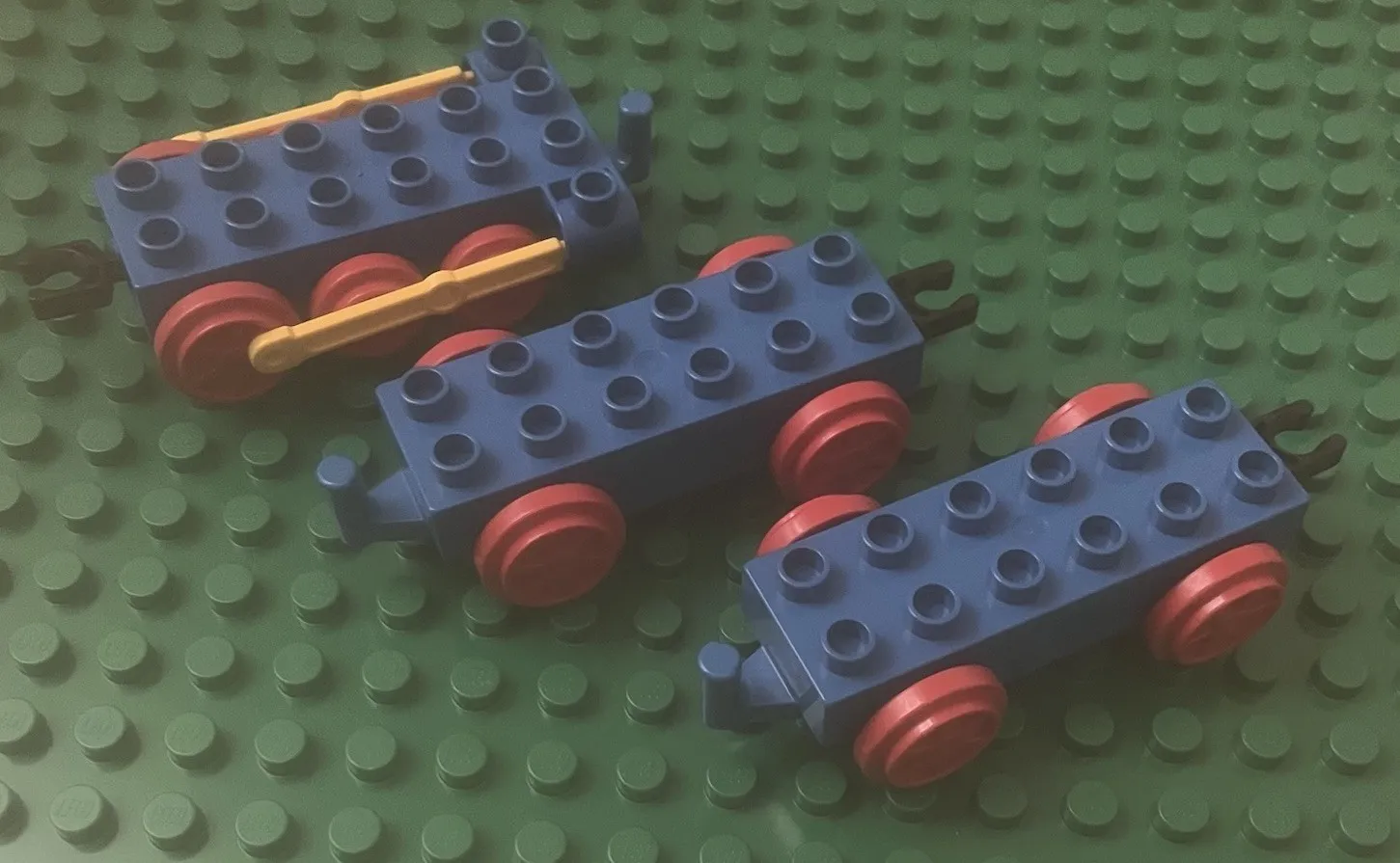 Lego Duplo - Lot Of (3) Vintage Blue & Red Train Base Pieces