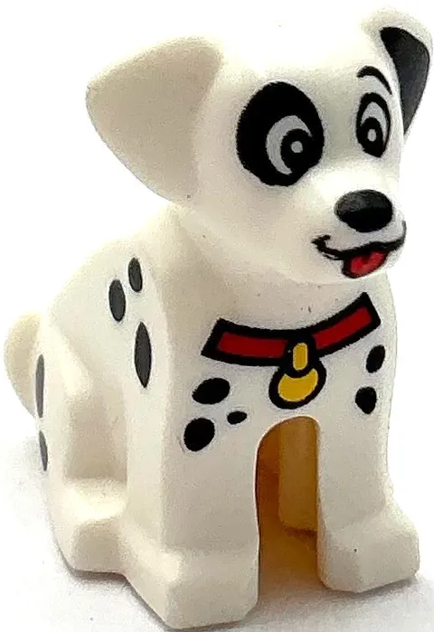 Lego New White Dog Dalmatian Sitting with Black Eyes Nose Ear and Spots Part