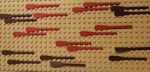 Lego mini figure 20 pc. lot boat paddle canoe oars 87585 brown red (10 pairs)
