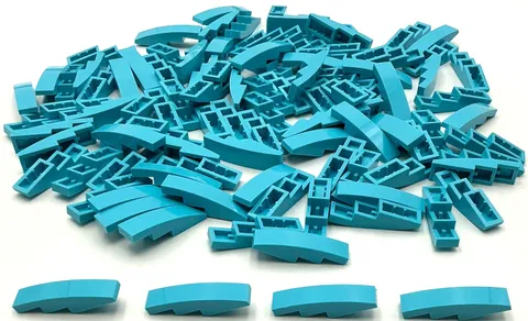 Lego 100 New Medium Azure Slopes Sloped Curved 4 x 1 Parts