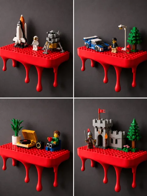 LEGO Red Display Stand Platform Baseplate Table for Display Brick Stand