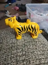 Vintage Lego Duplo Large Striped Yellow Tiger Animal Zoo Head Moves! Safari  J