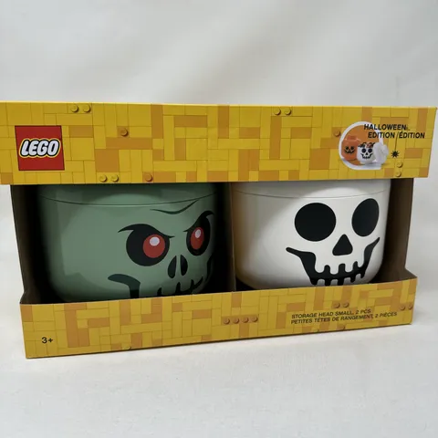 SMALL Lego Halloween Special Edition Storage Head New 2 Piece Set Zombie /Skelet