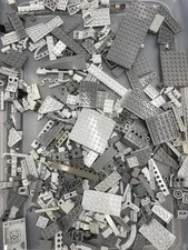 1 lb. Bulk Mixed Gray Legos - standard blocks and unique pieces (Lot S)